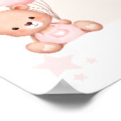 Girl Twins Teddy Bear Baby Shower Welcome ポスター (角)
