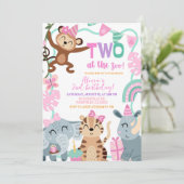 Girl TWO at the ZOO Birthday invitation 招待状 (スタンド正面)