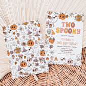 Girl Two Spooky レトロハロウィンお誕生日おめでとう 招待状