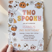 Girl Two Spooky レトロハロウィンお誕生日おめでとう 招待状