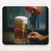 Girl Under a Red Umbrella Looking In a Tavern マウスパッド (正面)