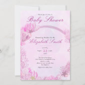 Girl Under the Sea Cute Pink Baby Shower 招待状 (正面)