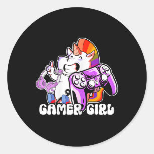 Girl Unicornゲームかわいいビデオゲームクール愛好家 ラウンドシール