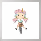 Girl Unicorn On A Bicycle ポスター (正面)