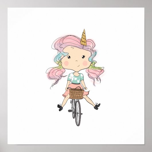 Girl Unicorn On A Bicycle ポスター (正面)