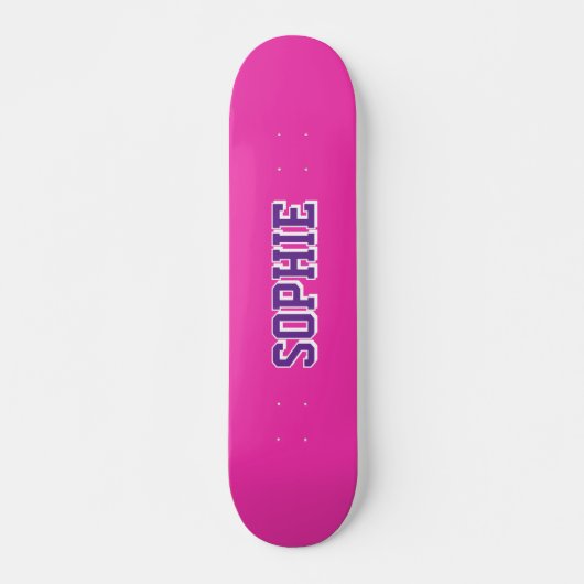 Girl Varsity Magenta Skateboard Personalized Name スケートボード (正面)