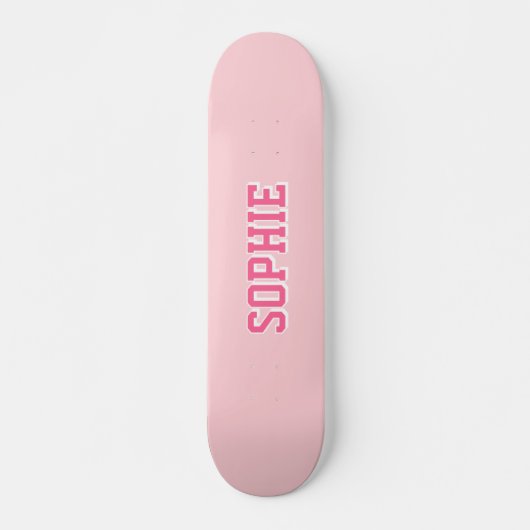 Girl Varsity Pink Skateboard Personalized Name スケートボード (正面)