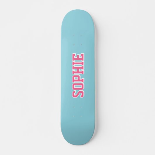 Girl Varsity Pink Skateboard Personalized Name スケートボード (正面)