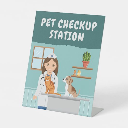 Girl Vet Pet Checkup Station Kids' Pretend Play 台座サイン (正面)