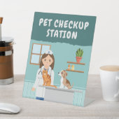 Girl Vet Pet Checkup Station Kids' Pretend Play 台座サイン (インサイチュ)