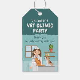 Girl Veterinarian Pet Clinic Birthday Thank You ギフトタグ