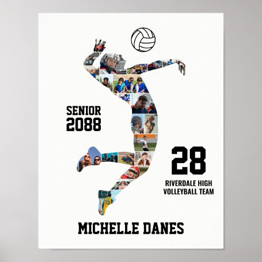 Girl Volleyball Player Custom Sports Photo Collage ポスター (正面)