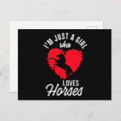 Girl Who Loves Horses Heart Equestrian Stable Gift ポストカード (正面/裏面)