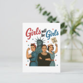 Girl Will Be Girl Feminism Equality Womens rights シーズンポストカード (スタンド正面)