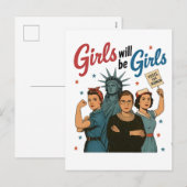 Girl Will Be Girl Feminism Equality Womens rights シーズンポストカード (正面/裏面)