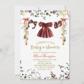 Girl Winter Clothes Merry Little Baby Shower 招待状 (正面)