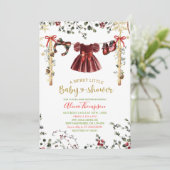 Girl Winter Clothes Merry Little Baby Shower 招待状 (スタンド正面)