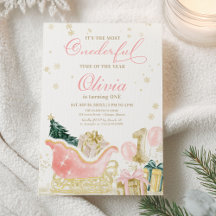 Girl Winter Onederland 誕生日招待状