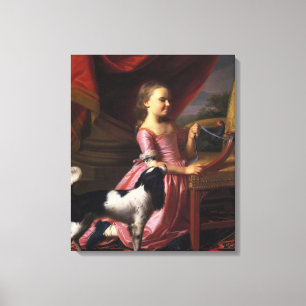 Girl with a Bird and a Dog (John Singleton Copley) キャンバスプリント