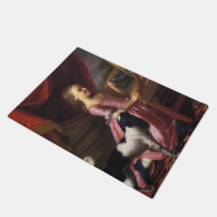Girl with a Bird and a Dog (John Singleton Copley) ドアマット