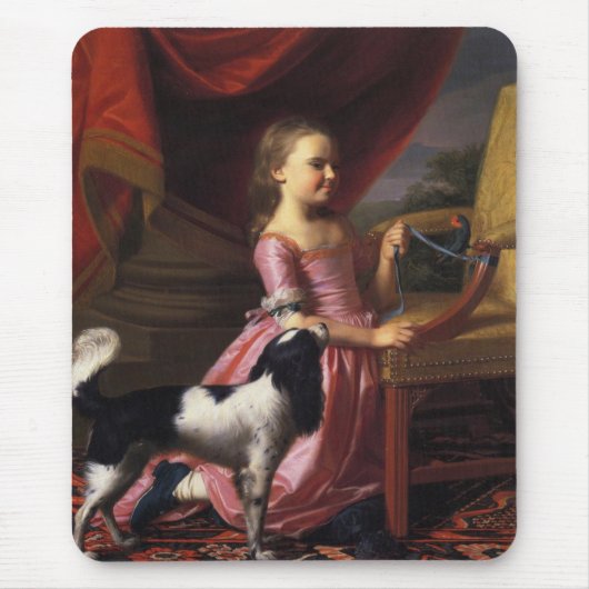 Girl with a Bird and a Dog (John Singleton Copley) マウスパッド (正面)