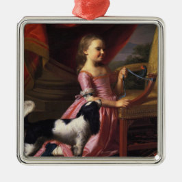 Girl with a Bird and a Dog (John Singleton Copley) メタルオーナメント