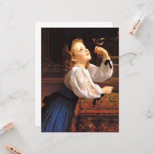 Girl with a Bird (by William-Adolphe Bouguerau) カード (正面/裏面インサイチュ)