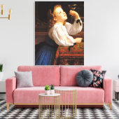 Girl with a Bird (by William-Adolphe Bouguerau) キャンバスプリント (インサイチュ (リビング))