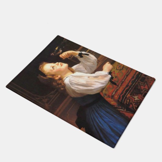 Girl with a Bird (by William-Adolphe Bouguerau) ドアマット (アングル)