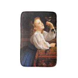 Girl with a Bird (by William-Adolphe Bouguerau) バスマット