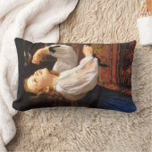 Girl with a Bird (by William-Adolphe Bouguerau) ランバークッション (ブランケット)