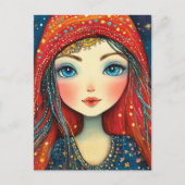 Girl With a Blue Eyes Dressed in Red and Blue ポストカード (正面)