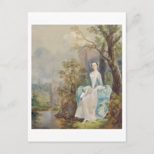 Girl with a book in a Park, c.1750 (油 ポストカード