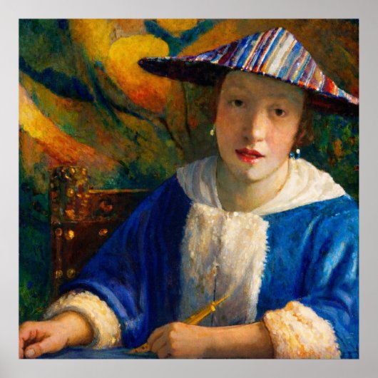 Girl with a Flute by Johannes Vermeer ポスター (正面)
