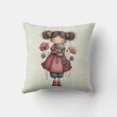 Girl with A Frog Doll Cute Whimsical クッション (裏面)
