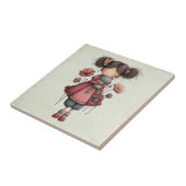 Girl with A Frog Doll Cute Whimsical タイル (側面)
