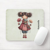 Girl with A Frog Doll Cute Whimsical マウスパッド (マウス)