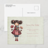 Girl with A Frog Doll Cute Whimsical 案内ポストカード (正面/裏面)