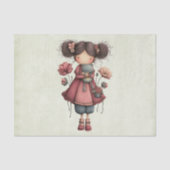 Girl with A Frog Doll Cute Whimsical 薄葉紙 (正面)