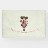 Girl with A Frog Doll Cute Whimsical Birthday 横断幕 (横)