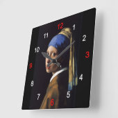 Girl with a Pearl Earring スクエア壁時計 (傾斜)