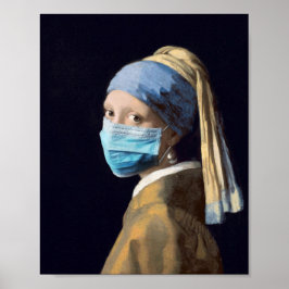 Girl with a pearl earring and face mask  ポスター