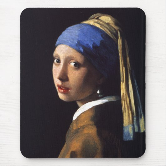Girl with a pearl earring. By Johannes Vermeer マウスパッド (正面)