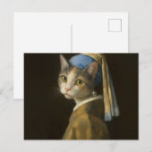 Girl with a Pearl Earring Cat                      ポストカード (正面/裏面)