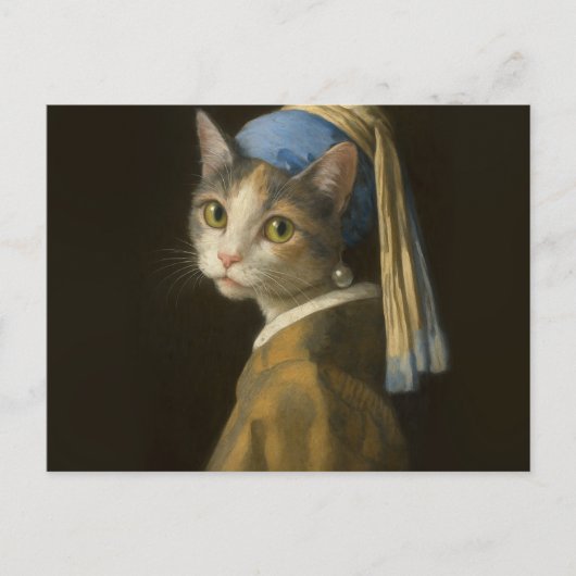 Girl with a Pearl Earring Cat                      ポストカード (正面)