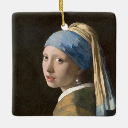 Girl with a Pearl Earring-Johannes Vermeer Art セラミックオーナメント (正面)