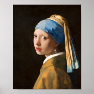 Girl with a Pearl Earring Portrait Painting ポスター