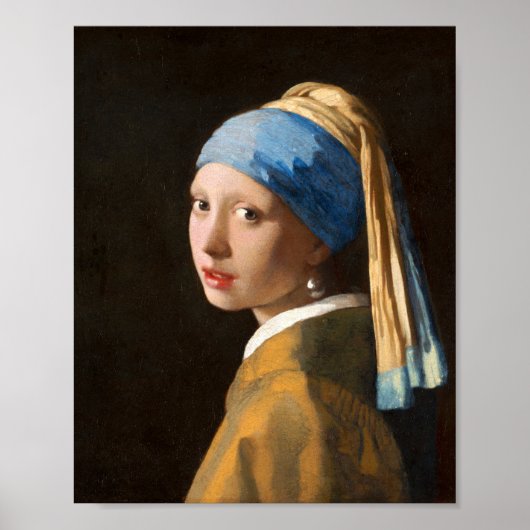 Girl with a Pearl Earring Portrait Painting ポスター (正面)