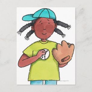 Girl with Baseball & Glove ポストカード