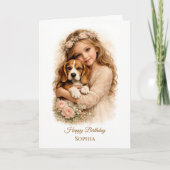 Girl with Beagle Puppy カード (正面)